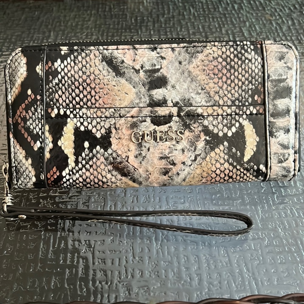 Snake Print Guess Zip-Around Wallet